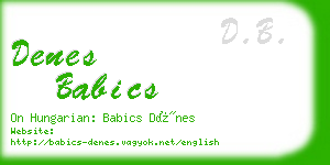 denes babics business card